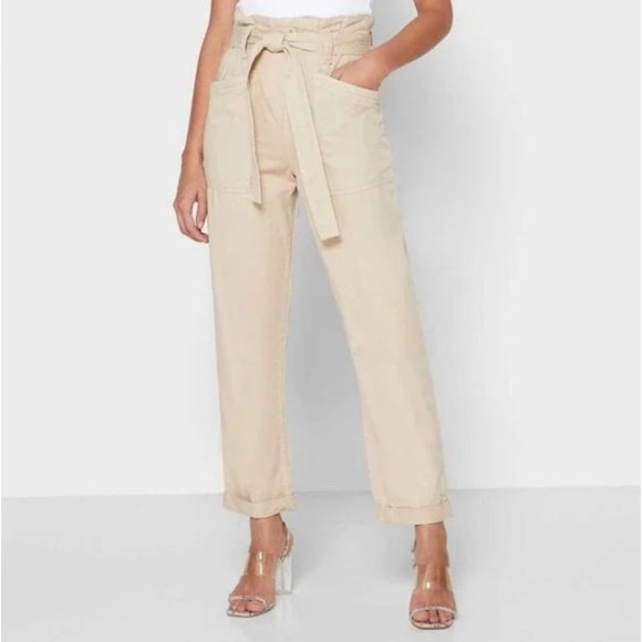 Topshop Pants - Topshop CASUAL UTILITY TROUSERS Tie Belt Paperbag Waist Pants w/Patch Pockets